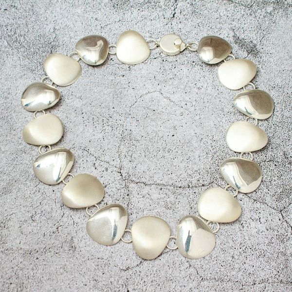 Alternate image for Polished Petal-Shaped Sterling Silver Link Necklace Celestial Petals