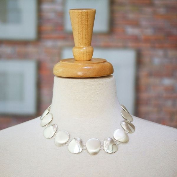 Alternate image for Polished Petal-Shaped Sterling Silver Link Necklace Celestial Petals