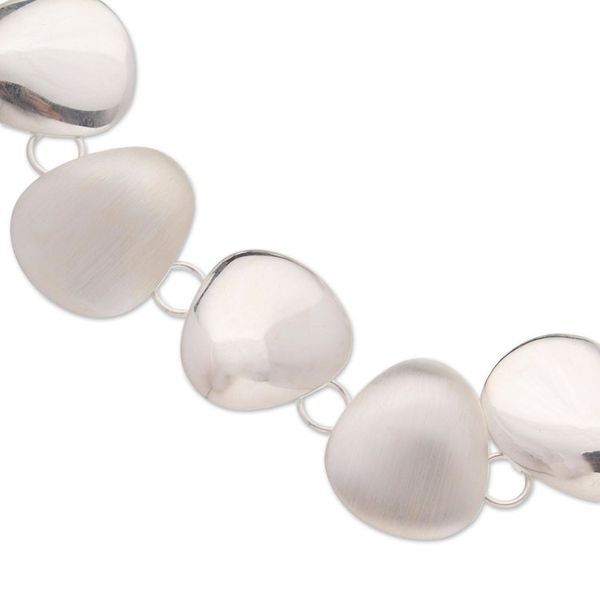 Alternate image for Polished Petal-Shaped Sterling Silver Link Necklace Celestial Petals