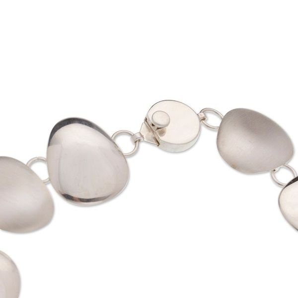 Alternate image for Polished Petal-Shaped Sterling Silver Link Necklace Celestial Petals