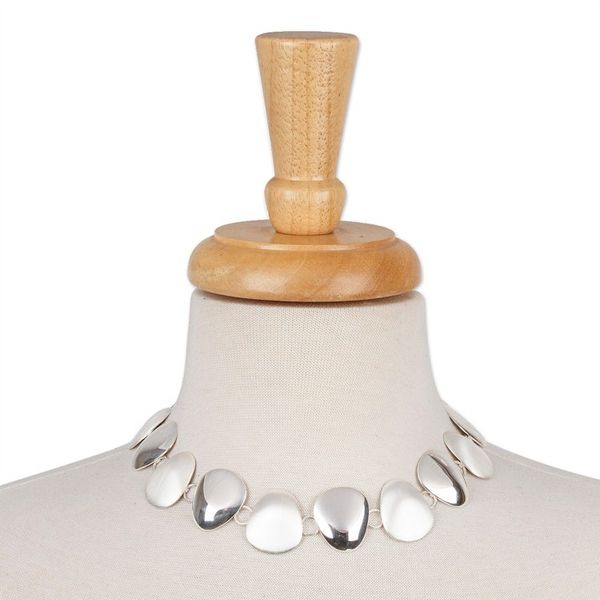 Alternate image for Polished Petal-Shaped Sterling Silver Link Necklace Celestial Petals