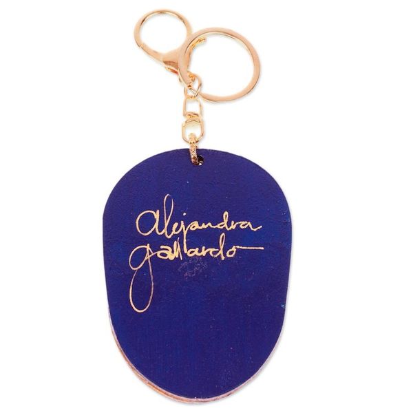 Alternate image for Hand-Painted Wood Mexican Wrestler Mask Keychain Bag Charm Mexican Wrestler