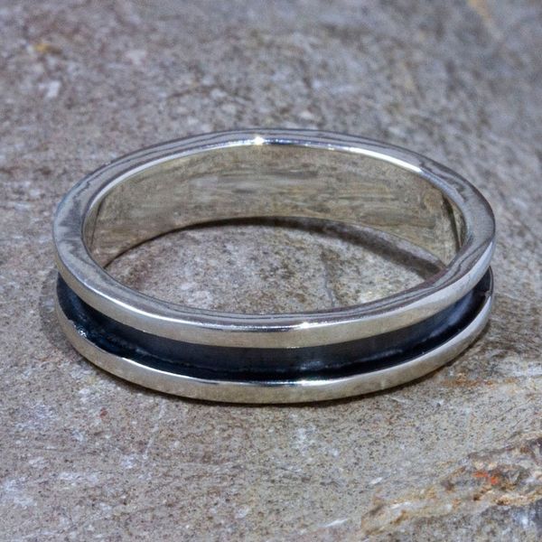 Alternate image for Mens Taxco 950 Silver Band Ring Oxidized Polished Finishes Zen Energy