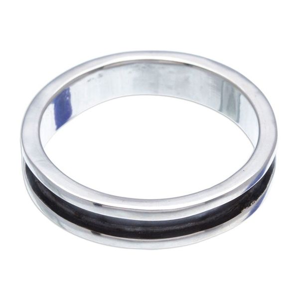 Alternate image for Mens Taxco 950 Silver Band Ring Oxidized Polished Finishes Zen Energy