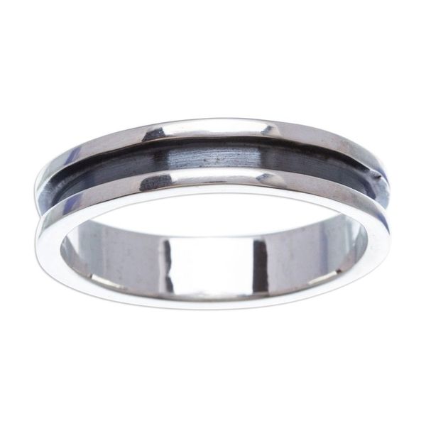 Alternate image for Mens Taxco 950 Silver Band Ring Oxidized Polished Finishes Zen Energy