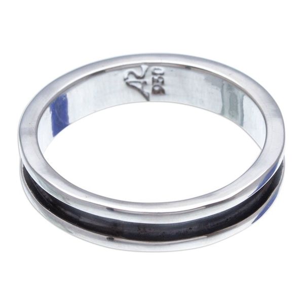 Alternate image for Mens Taxco 950 Silver Band Ring Oxidized Polished Finishes Zen Energy
