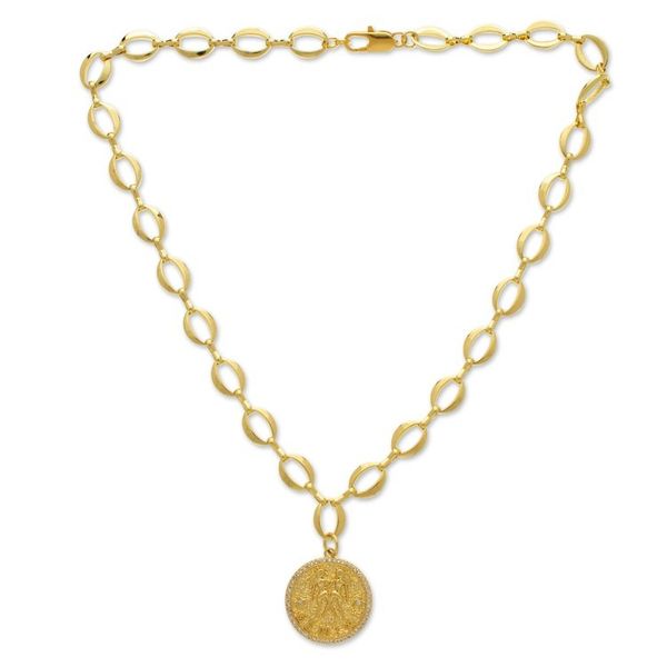 Alternate image for 24k Gold-Plated Cubic Zirconia Gemini Sign Pendant Necklace Gemini Born