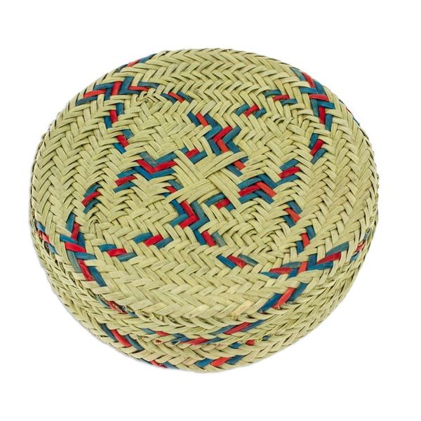 Alternate image for Set of 6 Cyan and Crimson Natural Fiber Coasters from Mexico Cyan Eco