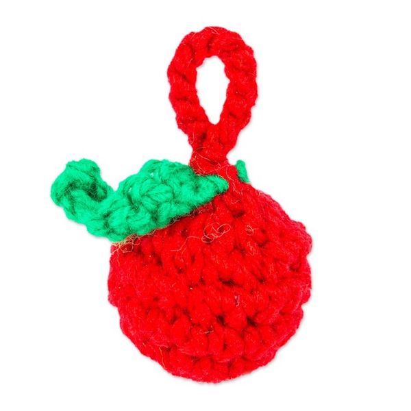 Alternate image for Cherry Crocheted Charm for Handbags Handmade in Mexico Cute Cherry