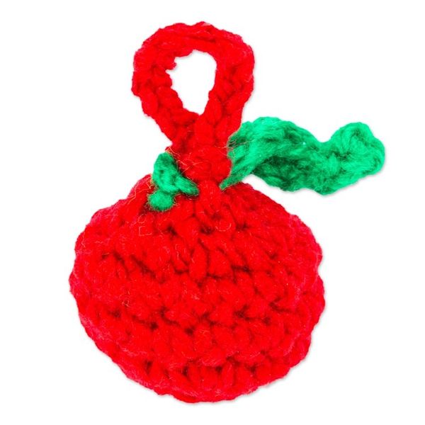 Alternate image for Cherry Crocheted Charm for Handbags Handmade in Mexico Cute Cherry