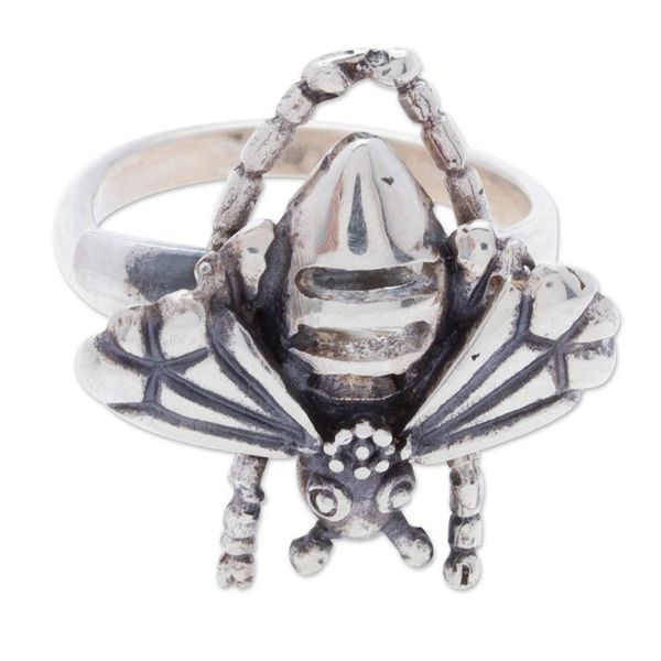 Alternate image for Sterling Silver Bee Wrap Ring Crafted in Mexico Openwork Bee