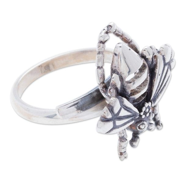Alternate image for Sterling Silver Bee Wrap Ring Crafted in Mexico Openwork Bee