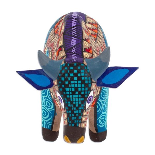Alternate image for Wood Alebrije Bull Figurine Hand-Painted in Mexico Formidable Bull