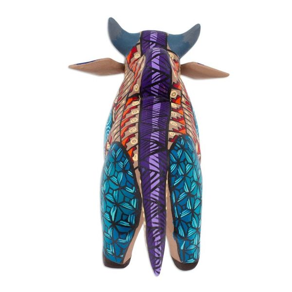 Alternate image for Wood Alebrije Bull Figurine Hand-Painted in Mexico Formidable Bull