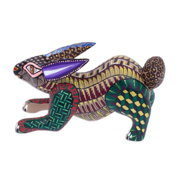Alternate image for Hand-Painted Mexican Wood Alebrije Rabbit Figurine Adorable Rabbit