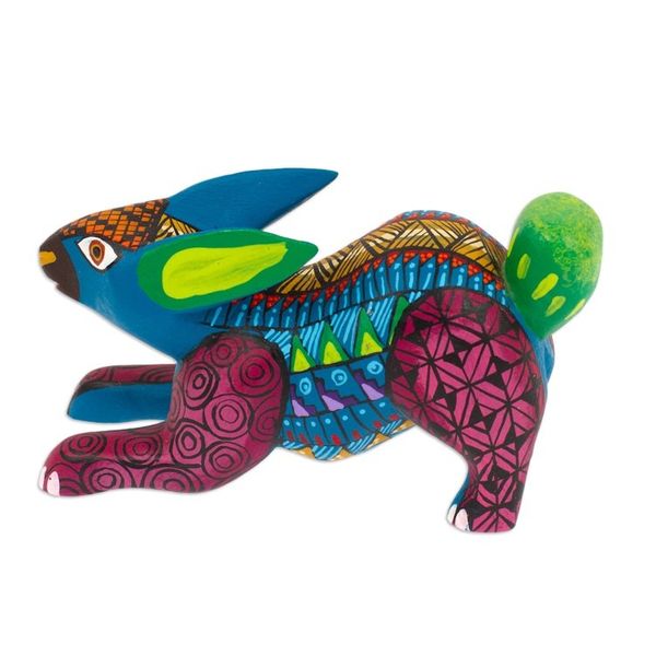 Alternate image for Wood Alebrije Rabbit Figurine Hand-Painted in Mexico Vivacious Rabbit