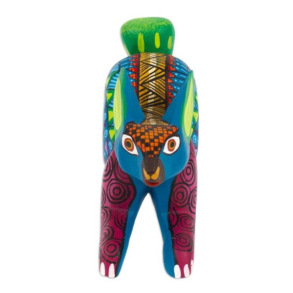Alternate image for Wood Alebrije Rabbit Figurine Hand-Painted in Mexico Vivacious Rabbit