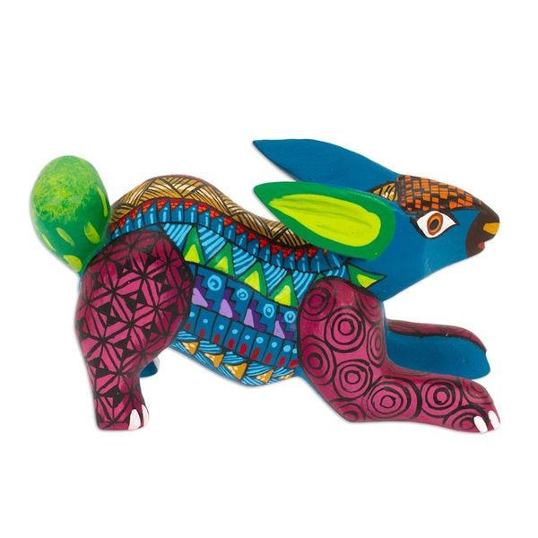 Alternate image for Wood Alebrije Rabbit Figurine Hand-Painted in Mexico Vivacious Rabbit