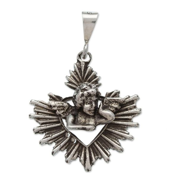 Alternate image for Religious Cherub-Themed Sterling Silver Pendant from Mexico Cherubs Glory
