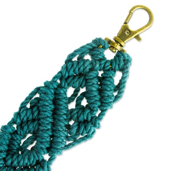 Alternate image for Mexican Recycled Cotton Macrame Keychain in Emerald Emerald Structure