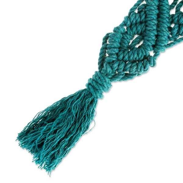 Alternate image for Mexican Recycled Cotton Macrame Keychain in Emerald Emerald Structure
