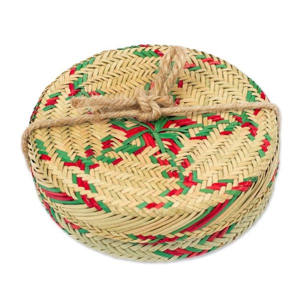 Alternate image for Set of 6 Green and Red Natural Fiber Coasters from Mexico Green Eco