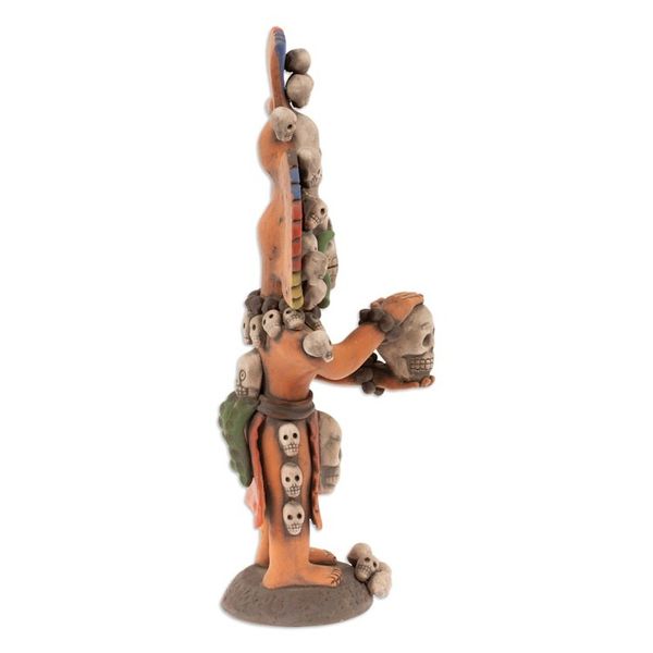 Alternate image for Hand-Painted Folk Art Aztec God Ceramic Sculpture Mictlantecuhtli Realm