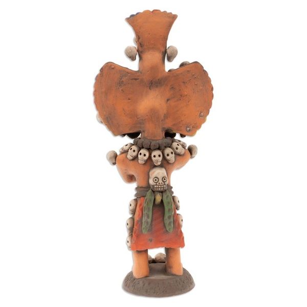 Alternate image for Hand-Painted Folk Art Aztec God Ceramic Sculpture Mictlantecuhtli Realm