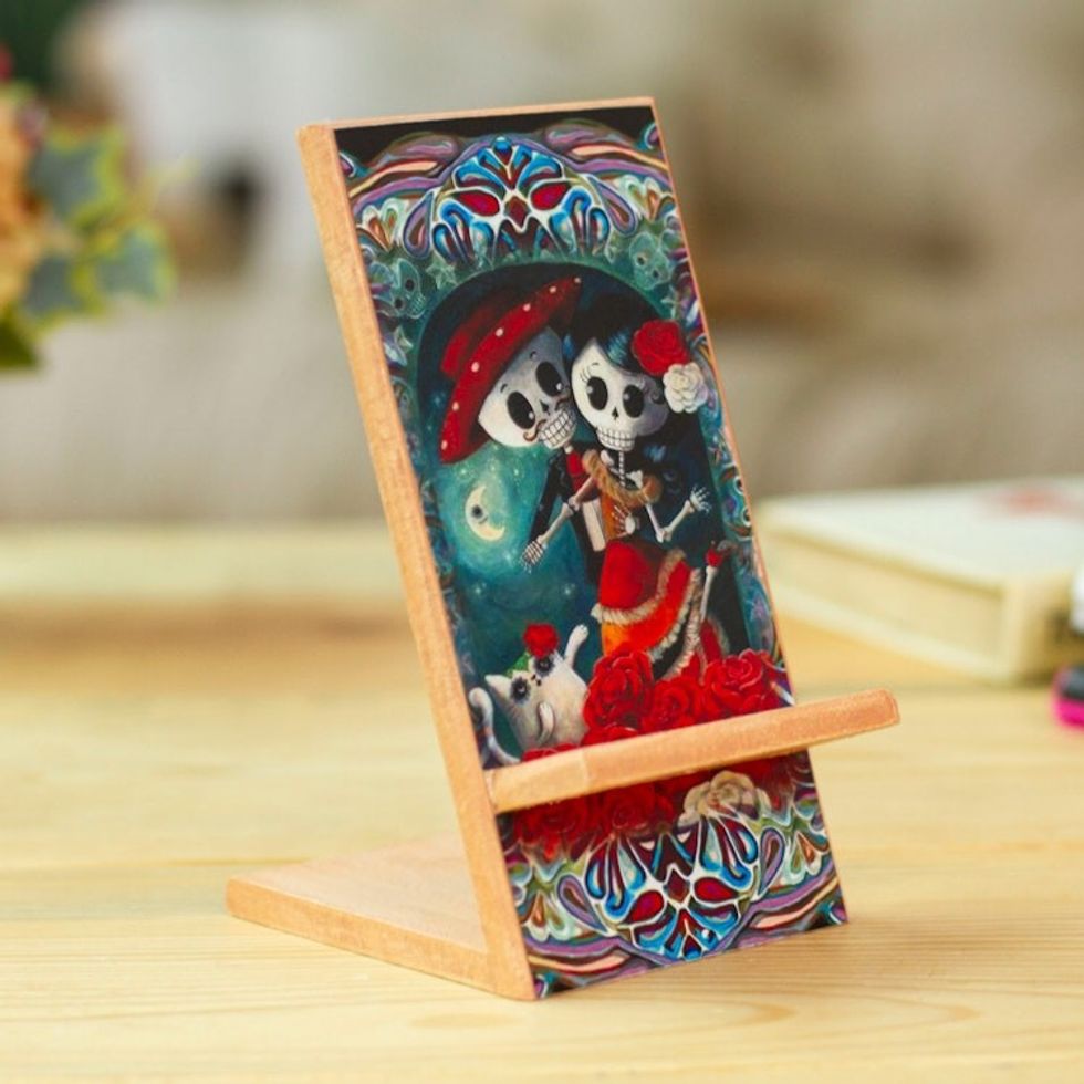 Day of the Dead Themed Phone Stand 'Catrina Romance'