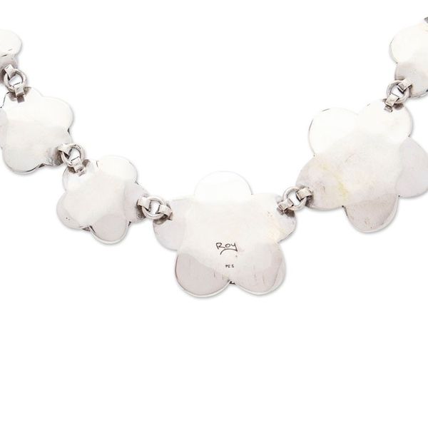 Alternate image for High-Polished Floral Sterling Silver Statement Necklace Divine Blossoming