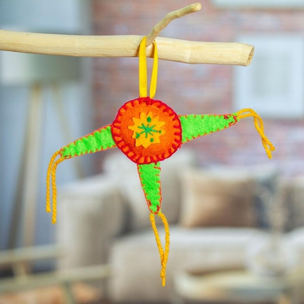 Mexican Colorful Piata Ornament Handcrafted from Felt 'Holiday Piata'