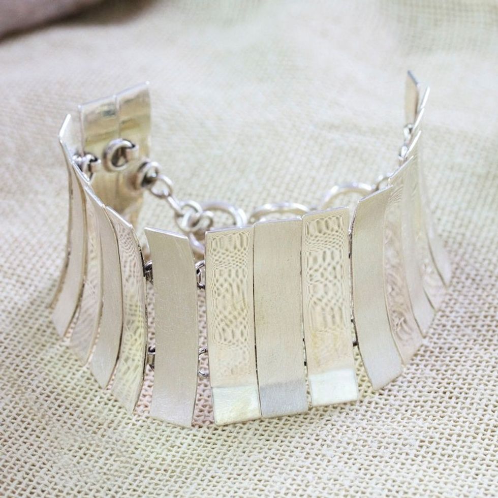 Polished Minimalist Sterling Silver Link Bracelet 'Minimalist Spirit'