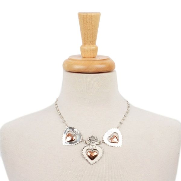 Alternate image for Heart-Shaped Sterling Silver and Copper Statement Necklace Heart of Traditions