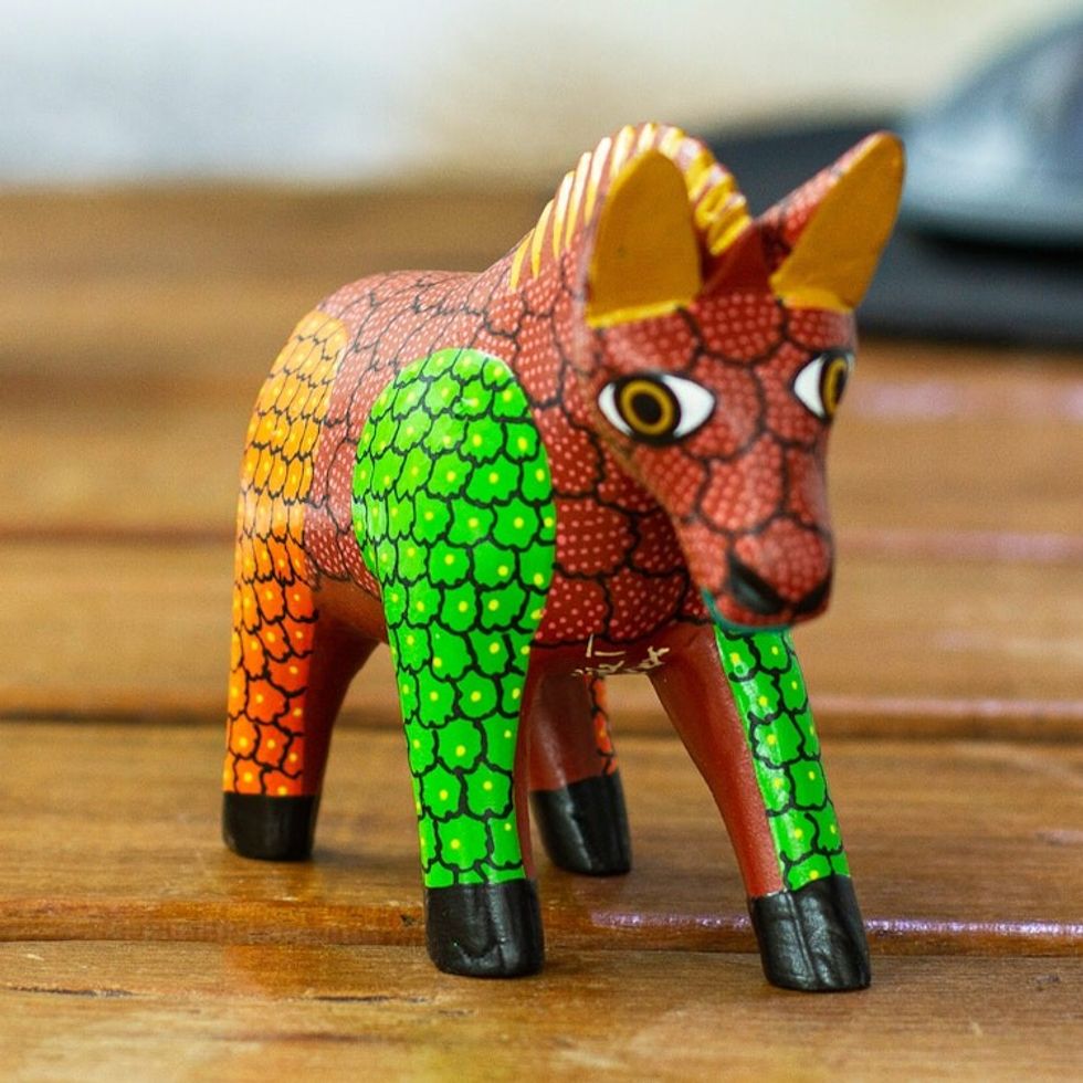 Colorful Wood Donkey Alebrije Figurine Painted by Hand 'Delightful Donkey'