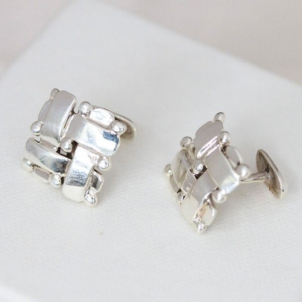 Alternate image for Polished Taxco Sterling Silver Cufflinks from Mexico Pair Braided Gala