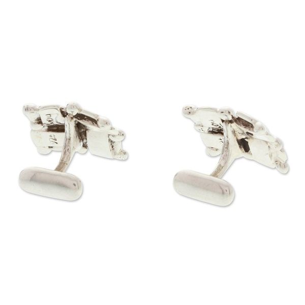 Alternate image for Polished Taxco Sterling Silver Cufflinks from Mexico Pair Braided Gala