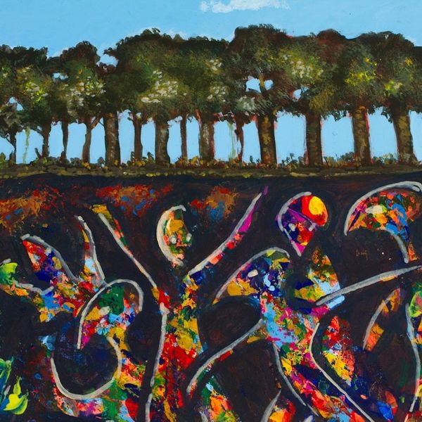 Alternate image for Expressionist Abstract Nature Colorful Acrylic Painting The Dancers
