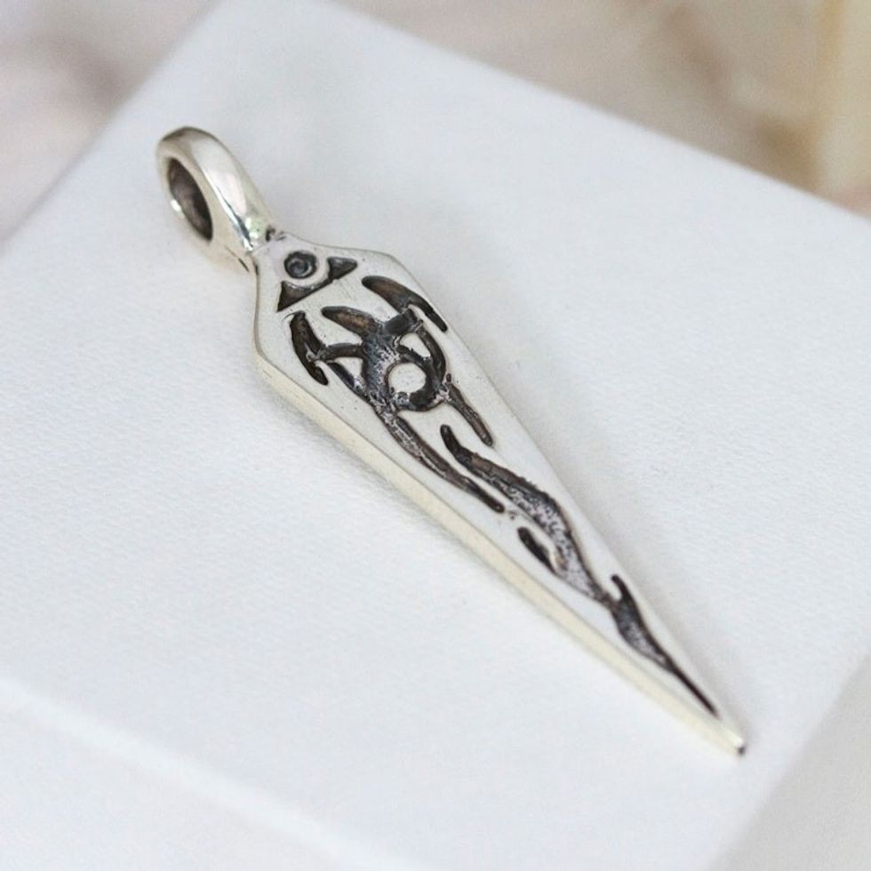 Taxco Sterling Silver Mens Pendant with Oxidized Accents 'Bold Style'
