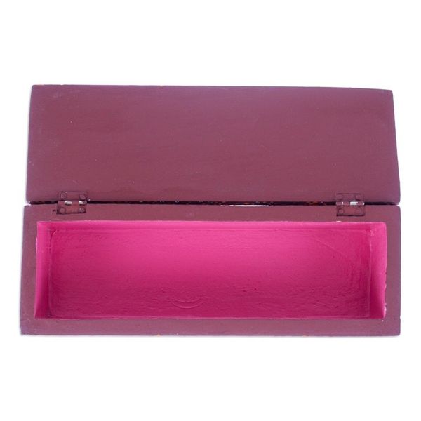 Alternate image for Hand-Painted Orange Decorative Wood Box with Floral Details Summer Eden