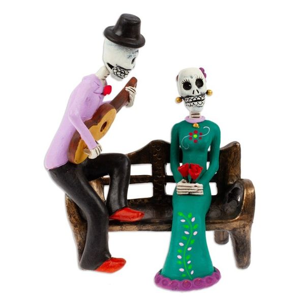 Alternate image for Hand-Painted Classic Day of the Dead Serenade Sculpture Serenade at the Underworld