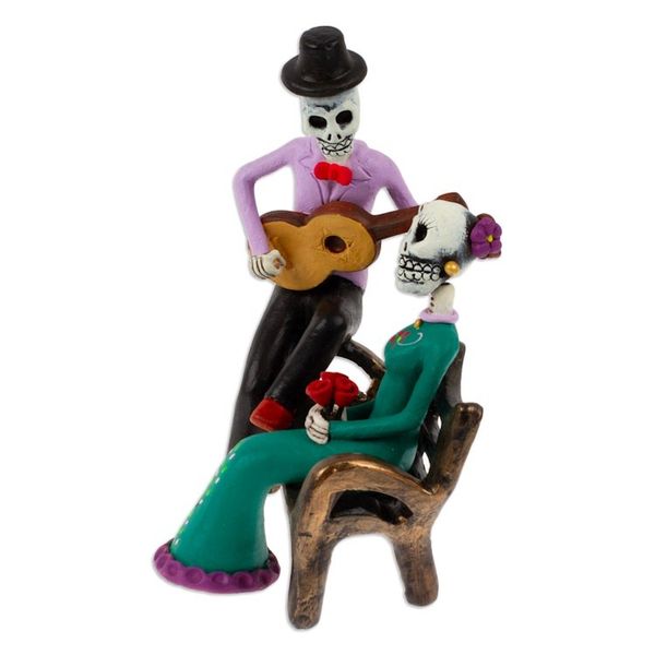 Alternate image for Hand-Painted Classic Day of the Dead Serenade Sculpture Serenade at the Underworld