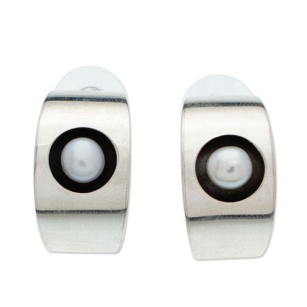 Alternate image for Modern Taxco Sterling Silver Cultured Pearl Drop Earrings Classic and Modern