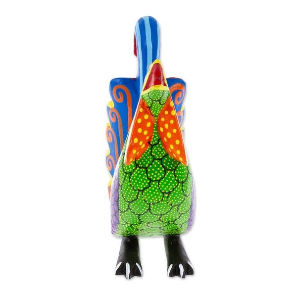 Alternate image for Colorful Wood Rooster Alebrije Figurine Painted by Hand Impressive Rooster