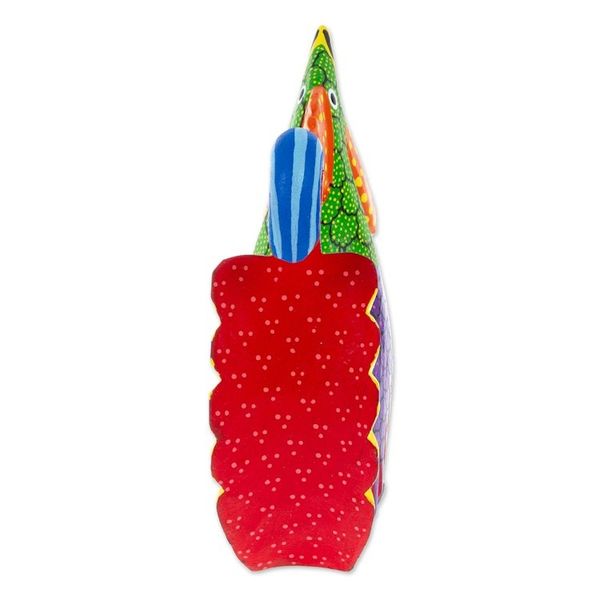 Alternate image for Colorful Wood Rooster Alebrije Figurine Painted by Hand Impressive Rooster
