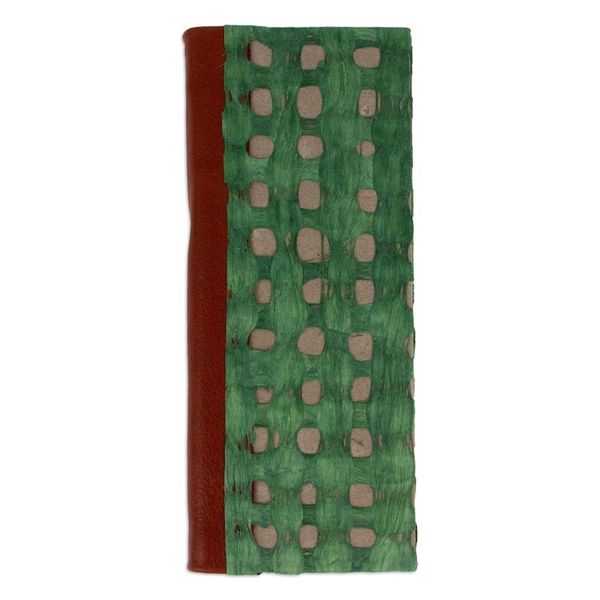 Alternate image for Handcrafted Teal Amate Paper Notebook with Suede Accents Teal Thoughts
