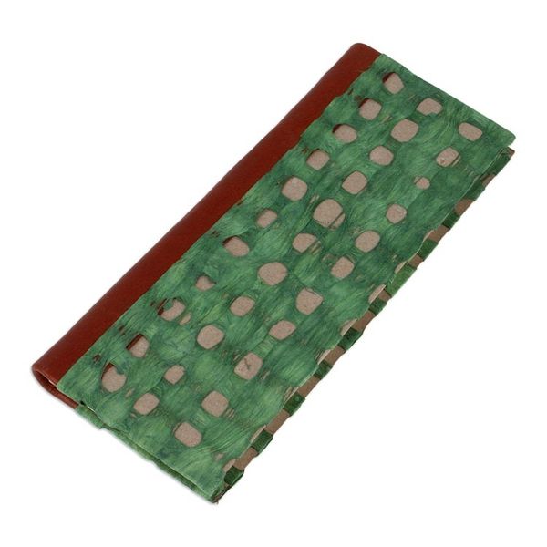 Alternate image for Handcrafted Teal Amate Paper Notebook with Suede Accents Teal Thoughts