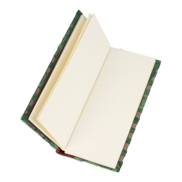Alternate image for Handcrafted Teal Amate Paper Notebook with Suede Accents Teal Thoughts
