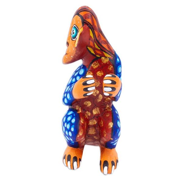 Alternate image for Painted Brown and Blue Copal Wood Alebrije Monkey Figurine Playful Soul in Brown