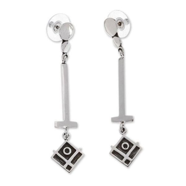 Alternate image for Sterling Silver Dangle Earrings with Geometrical Shapes Geometry Style