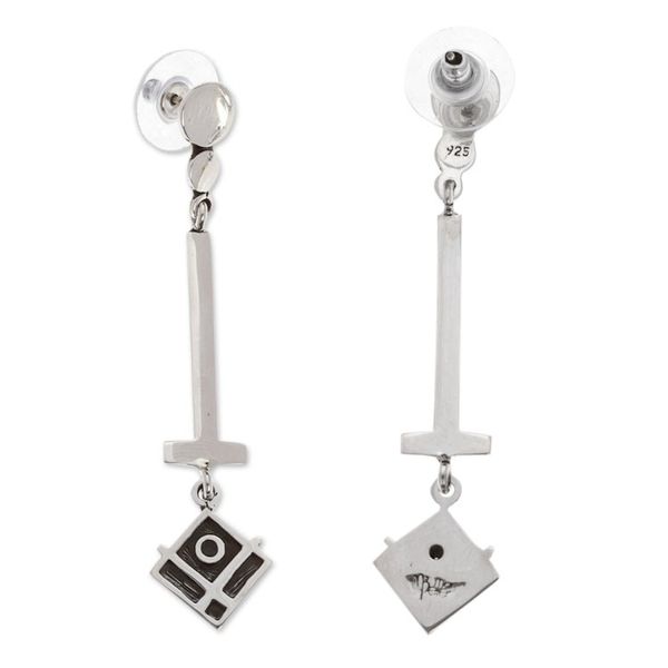 Alternate image for Sterling Silver Dangle Earrings with Geometrical Shapes Geometry Style
